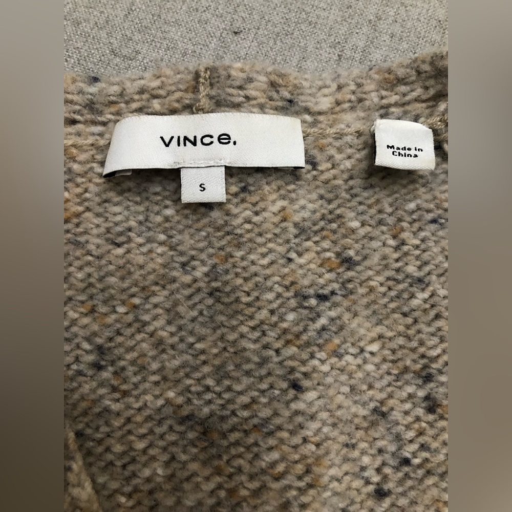 Cream Beige Vince Sweater V Neck Wool Alpaca Small - Picture 7 of 8